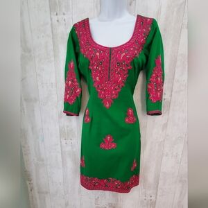 💚5/$25 Kashmiri Tunic Pakistani Indian Kurti Chikan Traditional Dress Size 4
